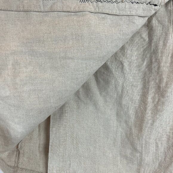 ANN TAYLOR boho gray beige wrap fringe linen unlined embroidered skirt size 8 - Picture 3 of 6